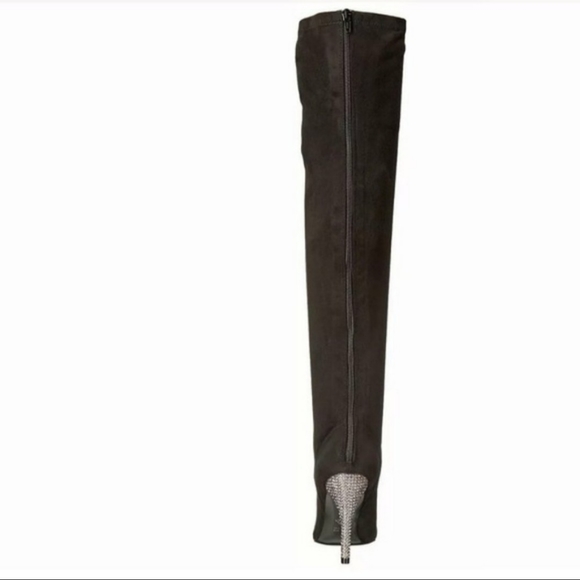 Nina Rocklin-Fy Rhinestone Heel OTK Black Boots - Picture 5 of 9